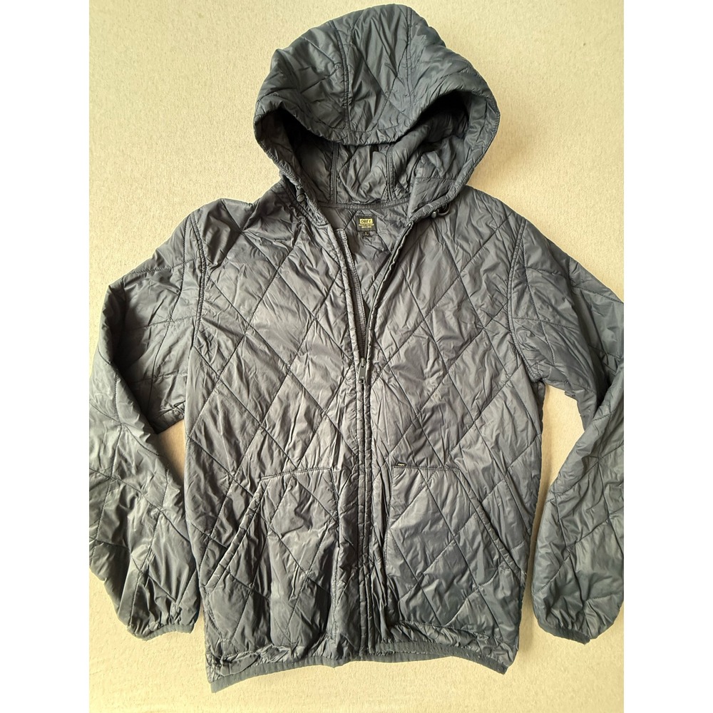 Obey Mens Quilted Puffer Jacket Black Hooded Full Zip Streetwear Large